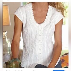 Soft Surroundings White Textured Blouse